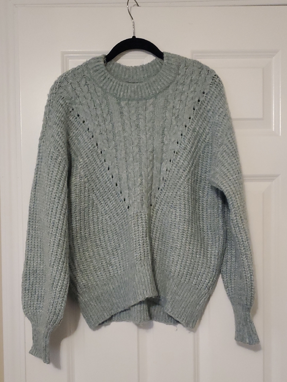 Sonoma Light Mint Cable Stitch Crewneck Sweater